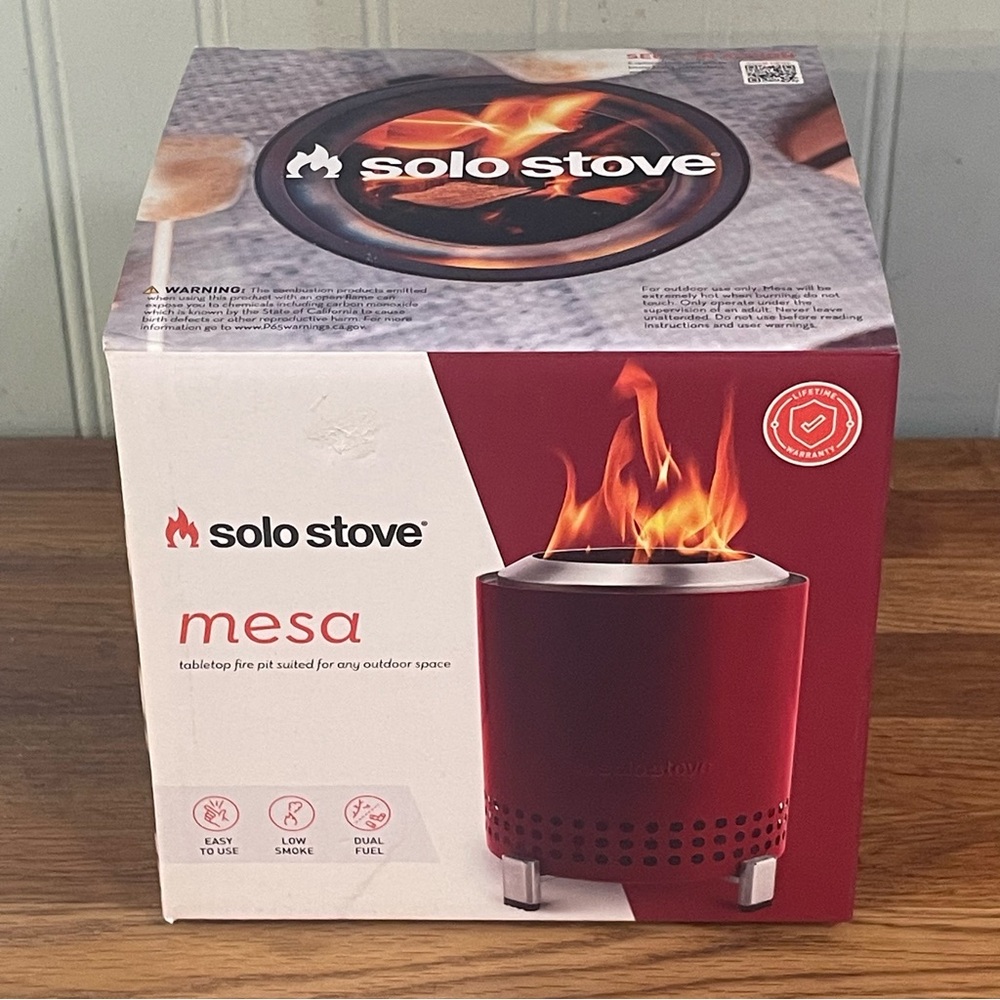 NEW Solo Stove Mesa Tabletop Fire Pit in Mulberry Red